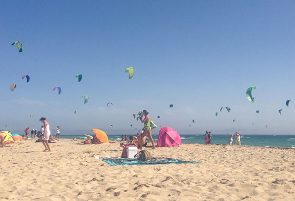 Kite surfing, stand up paddle boarding and sunning at Valdevaqueros beach, Tarifa Valdevaqueros-beach,-Candy-Kites
